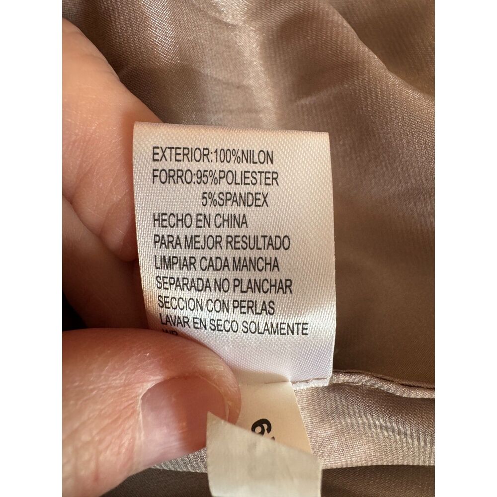 NWT Antonio Melani Nude Beige Beaded Cocktail Dress Sz 12 Embellished Sequin - Picture 11 of 12